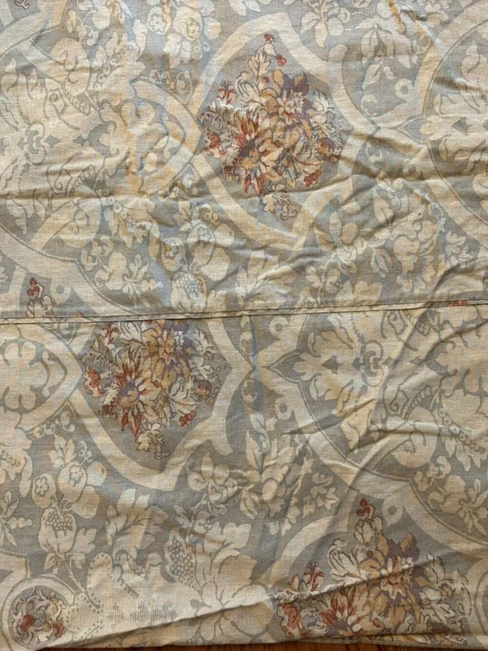 Pottery Barn Camilla Floral Medallion Linen Blend Duvet Cover & 4 Shams QUEEN
